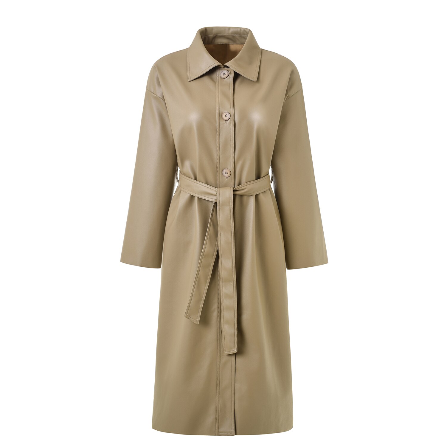 KMETRAM Spring Autumn Jacket Women Faux Leather Jacket Women Streetwear Long Trench Coat Female Windbreaker Chaqueta Mujer 5475