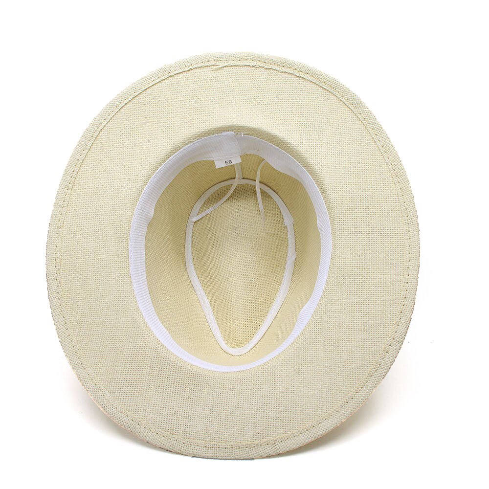 100 & % Stro Vrouwen Mannen Brede Rand Panama Hoed Voor BeachSun Hoed Met Strik Schipper Cap Size 56- 58 cm