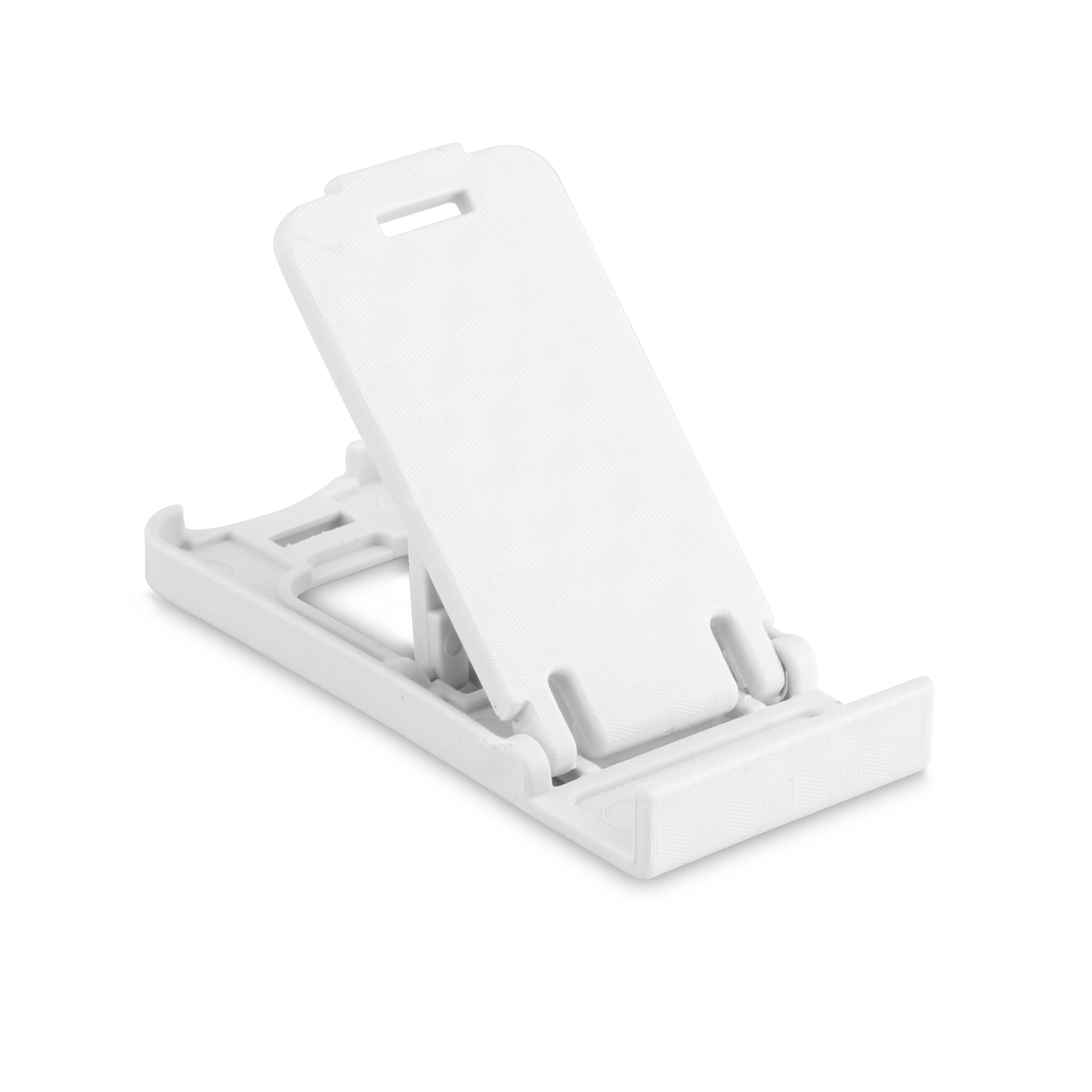 Soporte de teléfono para IPhone, soporte de escritorio plegable de plástico ajustable, Universal, para Xiaomi y Huawei: 1 White