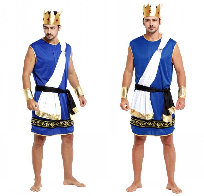 Fantasia Oude Griekse mythologie De koning van goden Zeus Cosplay Mannen Halloween Koning Kostuums Carnaval Kerst Maskerade jurk: M