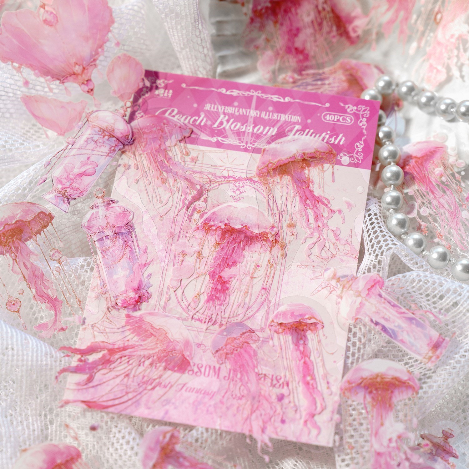 impostato di 40 adesivi con meduse carine, decalcomanie decorativo impermeabili trasparenti in animale domestico per scrapbooking, album, diario, pianificatore