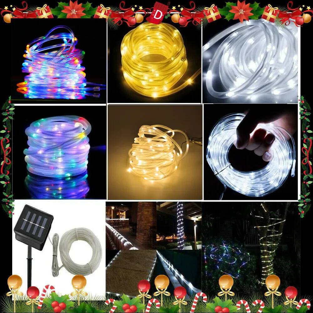 Tubo de luz solar de pvc, tubo macio ao ar livre, à prova d'água, fio de cobre, pátio, decoração de jardim, atmosfera, luz piscante
