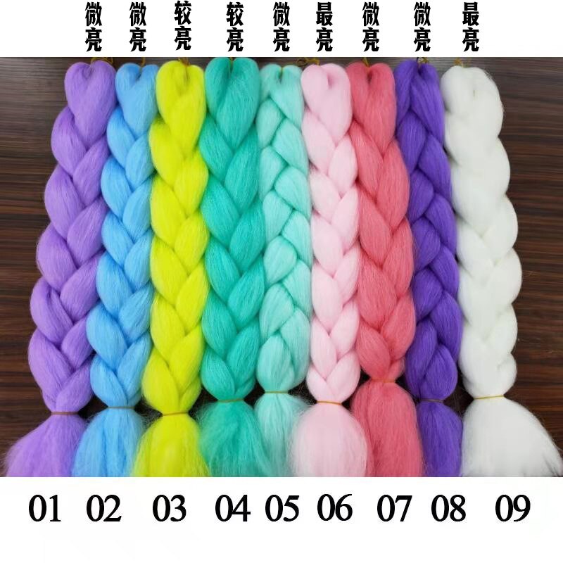 24 Inch Pigtail Luminous Fluorescent Chemical Fiber Braids Wigs