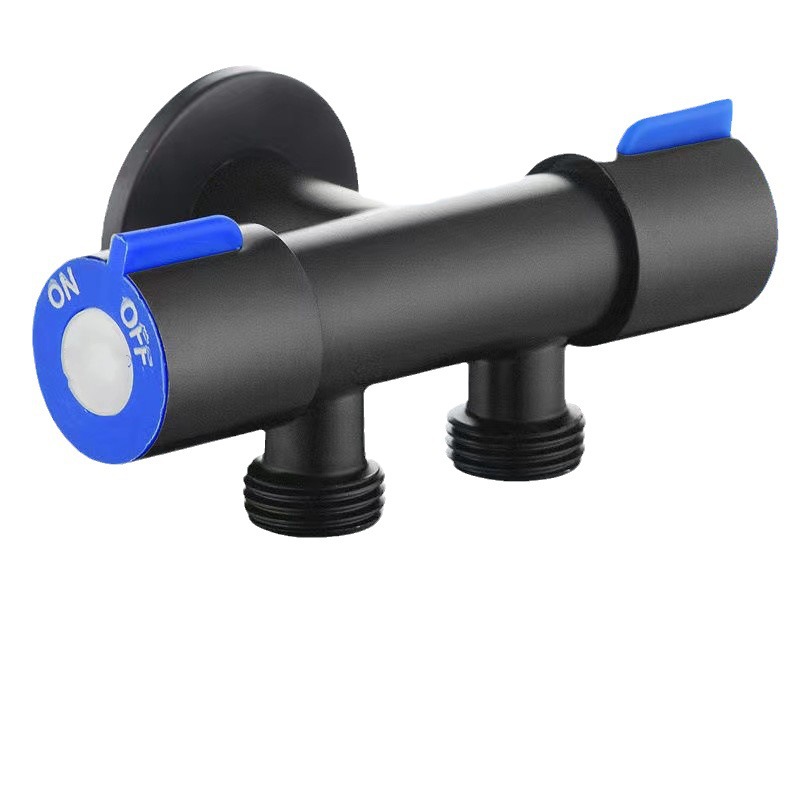 Rubinetto del bagno Doppio controllo Doppia maniglia Rubinetto per acqua fredda in acciaio inossidabile Rubinetto per lavatrice da bagno Valvola a triangolo: giallo