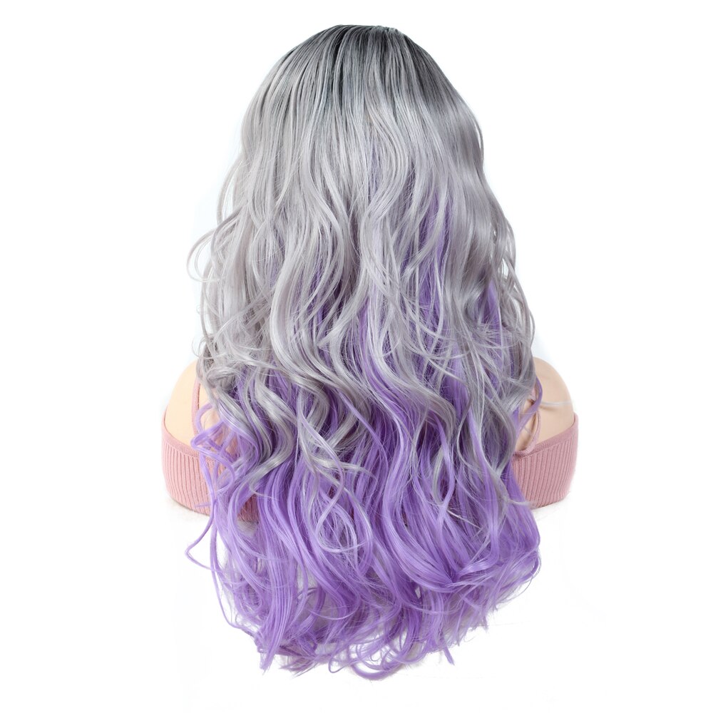 Peluca de pelo sintético de 20 "para mujer, Peluca de color negro, Gris, Morado, rizada, estilo Cosplay, X-TRESS
