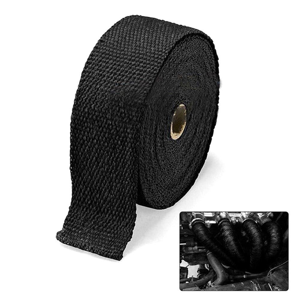 5M Roll Fiberglass Heat Shield Motorcycle Exhaust Header Pipe Heat Wrap Tape Thermal Protection+ 4 Ties Kit Exhaust Pipe Insulat: black