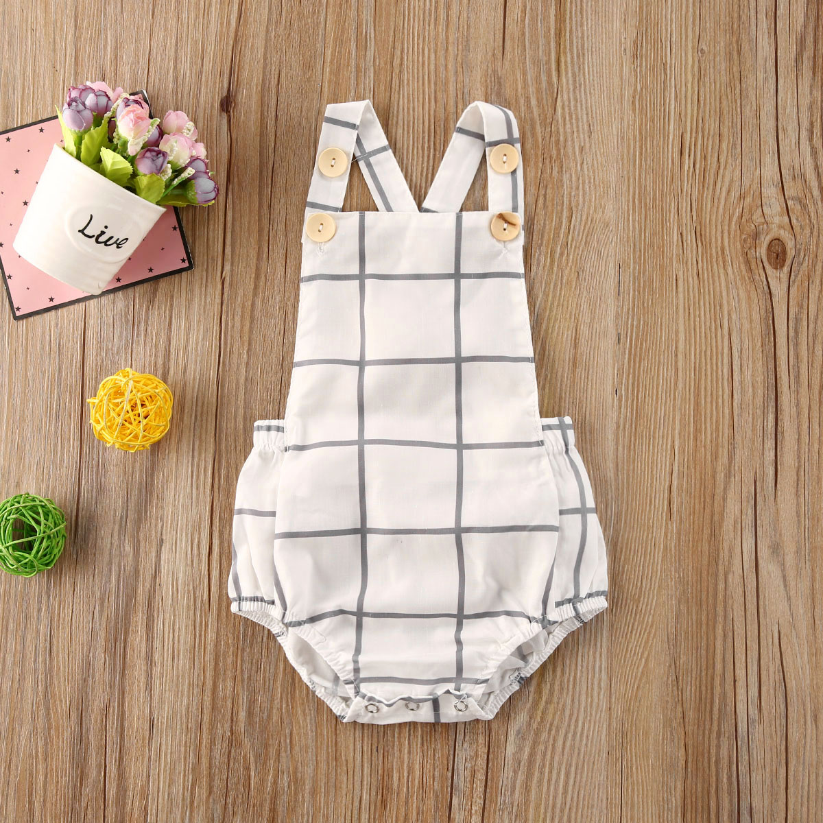 0-24M Baby Baby Meisjes Jongens Bodysuits Plaid Print Mouwloze Zomer Causale Jumpsuits 4 Stijl