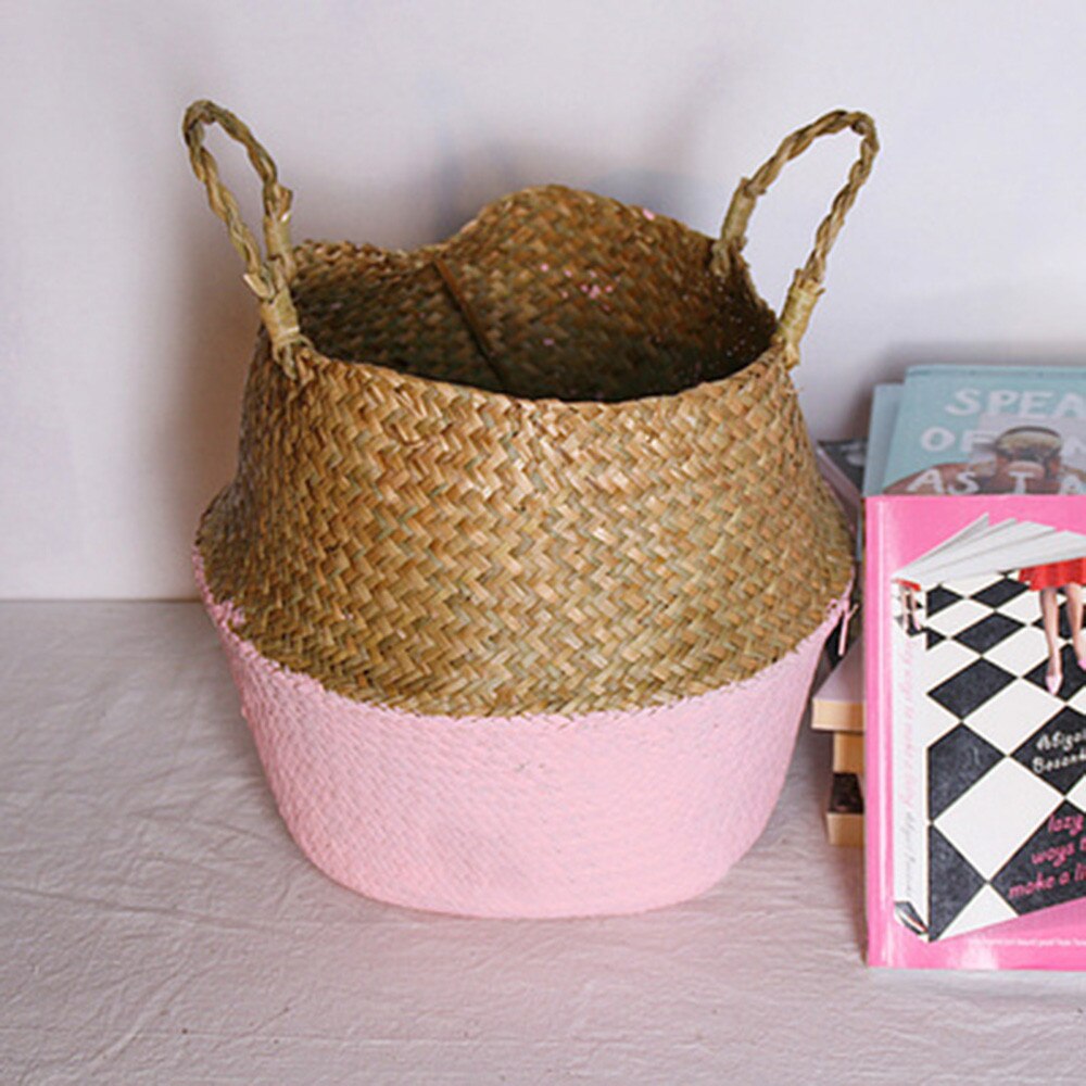 Jonc de mer panier en osier panier en osier Pot de fleur panier pliant paniers sales jardin Pot de fleur paniers de plantes # g30: C