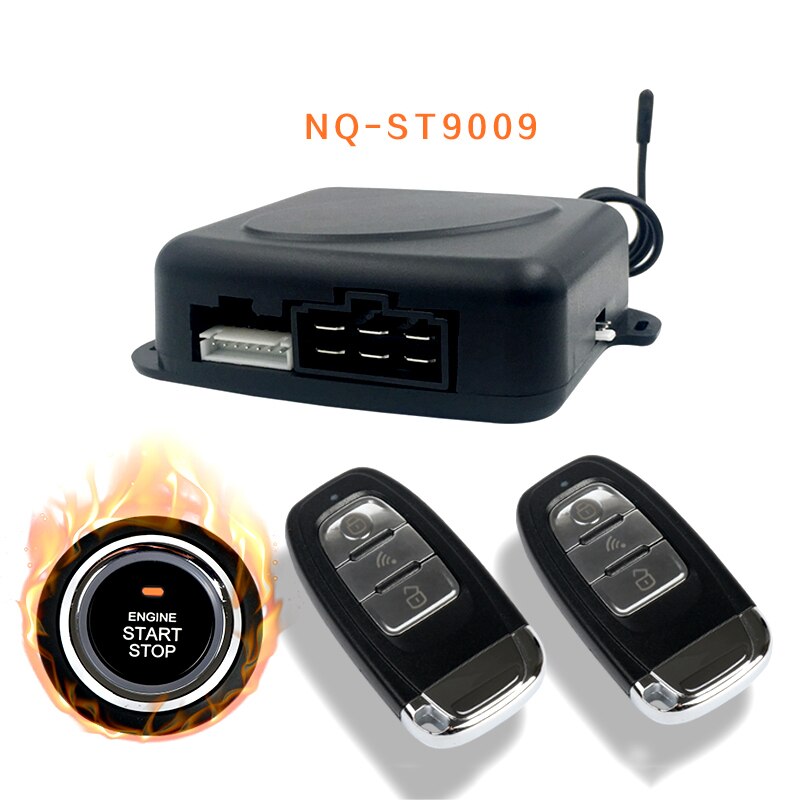 One Way Car Alarm System with Engine Start LCD Remote Control Key Fob Case For B9 with silicone cover NQ-ST009