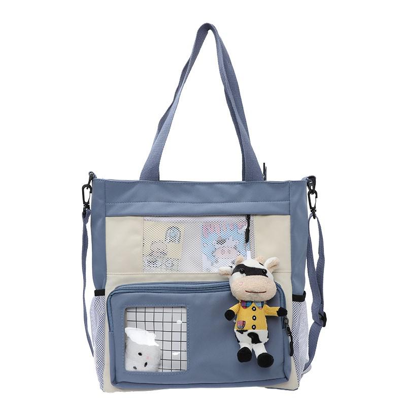 Mode Nylon Lady Crossbody Tas Leuke Meisje Messenger Schooltassen Kawaii Student Boek Tas: Blue