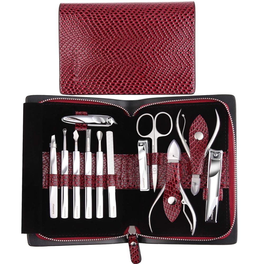 Manicure Set, Familife Professionele Manicure Kit Nagelknipper Set 12 In 1 Rvs Pedicure Gereedschap Kit Grooming Kit