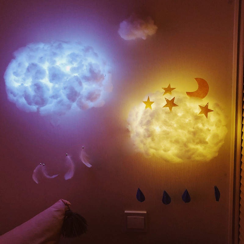 Mooie En Mooie Cloud Kamer Decoratie Huishouden Katoen Cloud Licht Opknoping type DIY Handgemaakte Decoratie Licht Warm YellowGM