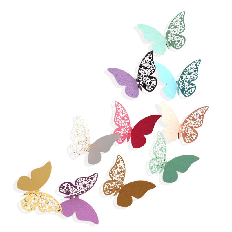 12 stücke Halben hohl 3D Schmetterling Zauberstab Aufkleber für Hochzeit Hause dekoration Schmetterlinge auf sterben Zauberstab zimmer Dekor Mehrfarbig aufkleber: gemischt Farbe