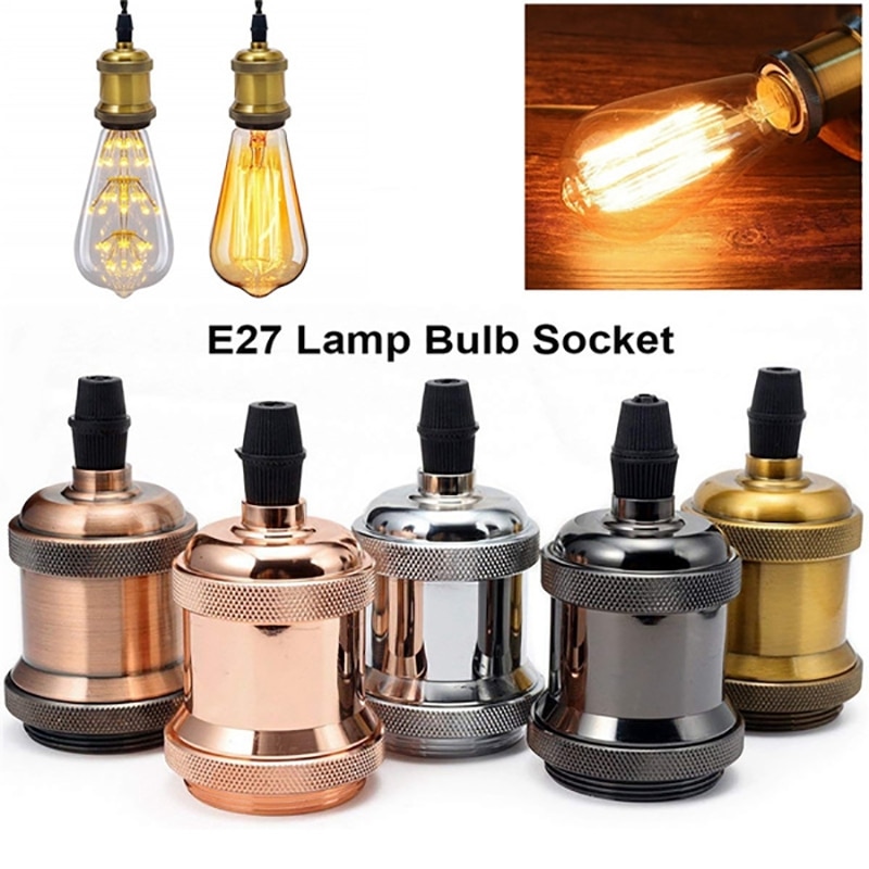 Vintage E27 Socket Led Lamp Base Houder Industriële Fitting E27 Cap 110/220V Diy Aluminium Retro Decoratie Armatuur licht Base