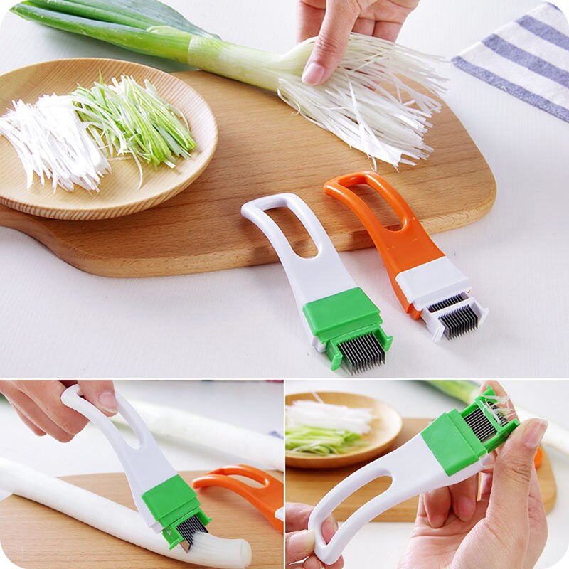 Rvs Groene Ui Slicer Plastic Handvat Shredder Cutter Groente Sjalot Shred Cut Tool Voor Kitchen Tools Gadgets