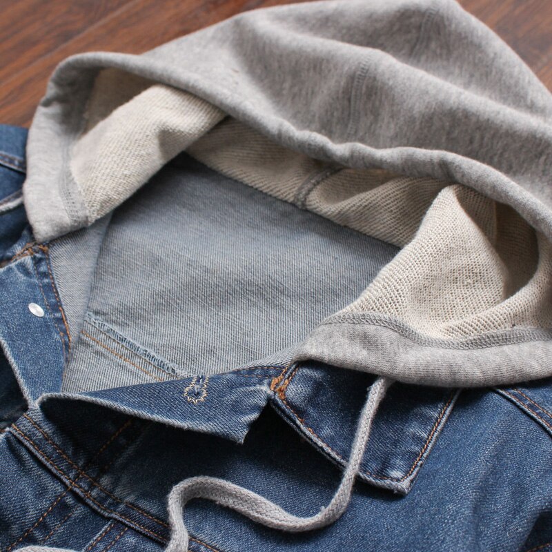 Chaqueta vaquera con capucha para hombre, ropa deportiva para exteriores, informal, a la , con capucha, de talla grande 5XL,