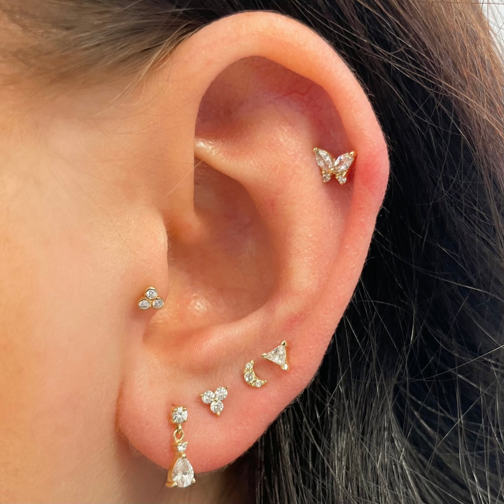 Pendientes de mariposa con Piercing de hélice para mujer, Mini joyería para cartílago de circonita, Piercing Daith Rook Tragus, accesorios para el cuerpo, 1 ud.