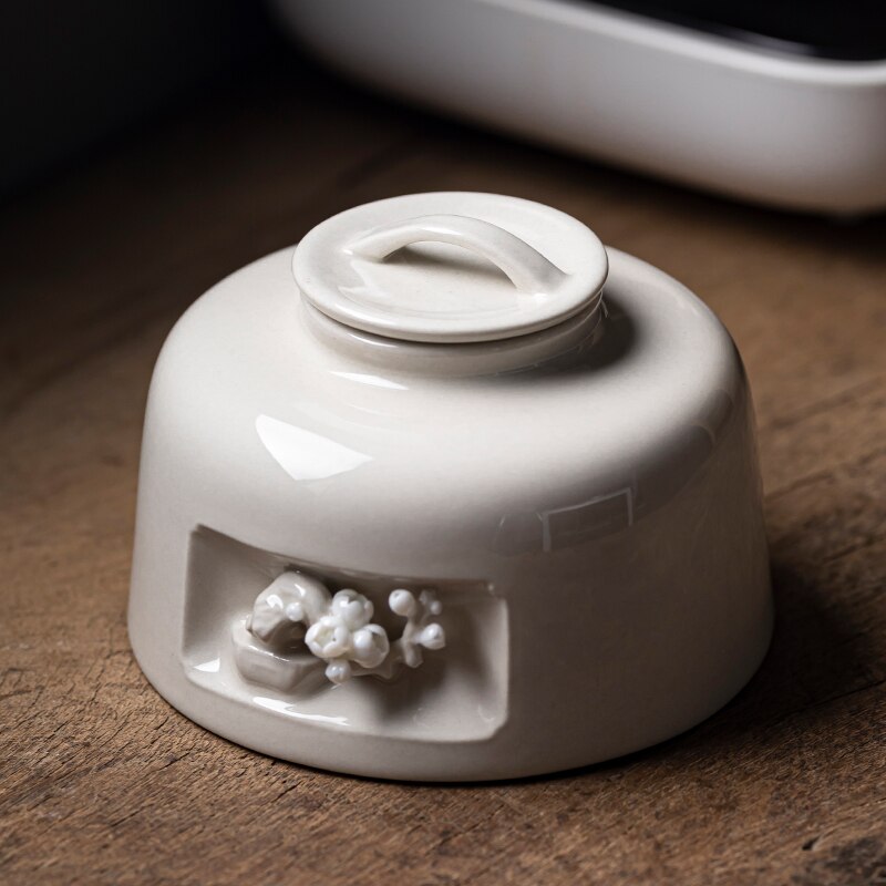 Handmade Pinch Flower Gaiwan Ceramic Tea Cup and Pot Holder Set Kung Fu Tea Set Tea Bowl Chinese Tea Maker Teacup Tea Canister: 09 tea canister