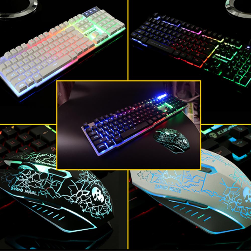 USB Wired T6 backlit gaming keyboard and mouse set T6 Suspended manipulator keyboard waterproof 800-2400DPI adjustable mouse