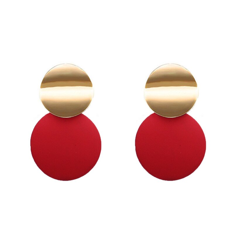 Trendy Zwarte Ronde Metalen Oorbel Voor Vrouwen Goud Glanzend Glad Lange Oorbellen Statement Sieraden Pendientes Bijoux