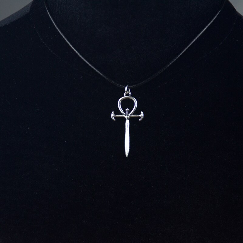 Vampir Ankh Anhänger gotisch Dracula auftrag nosferatu vampyre Symbol halskette: PU Kette