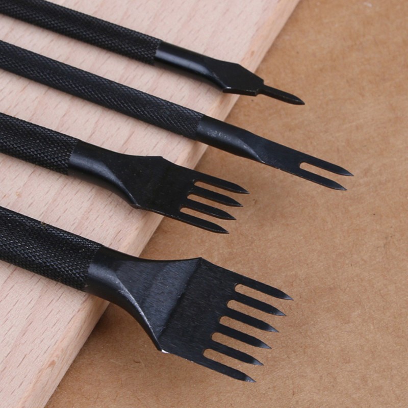 4 sztuk/zestaw skóra punktak pneumatyczny żelaza diament skaleczenie kutas narzędzia robić majsterkowania i rękodzieła 4mm rozstaw 1/2/4/6 ząb robić szycia zestaw dłut...