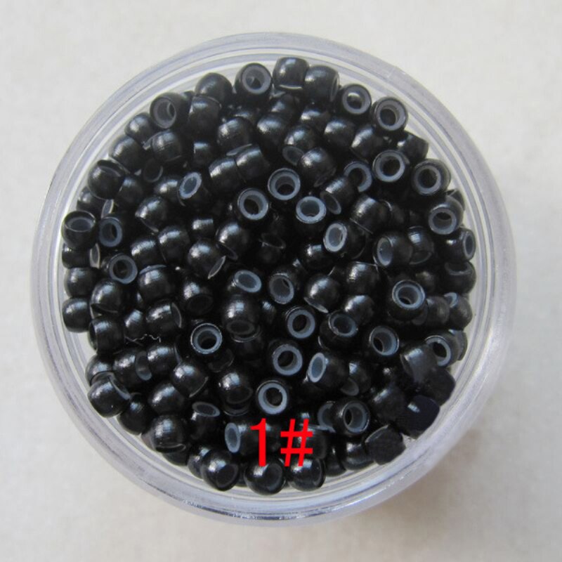 Microanillos de silicona para extensiones de cabello pluma, cuentas de conexión de silicona, herramientas, 5 colores opcionales, 500 Uds.