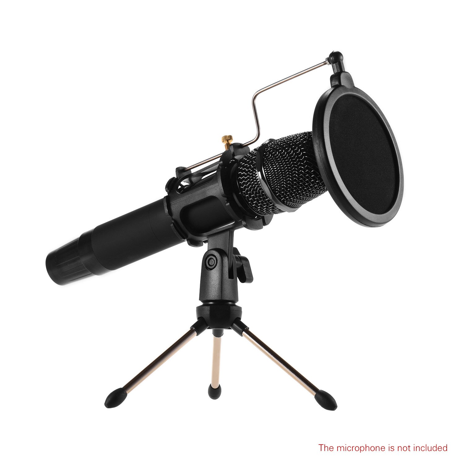 Mini Microphone De Bureau Support + Amortisseur Micro Support + Filtre anti-Pop Kit Pour L'enregistrement en Studio En Ligne Bavarder Chant Réunion