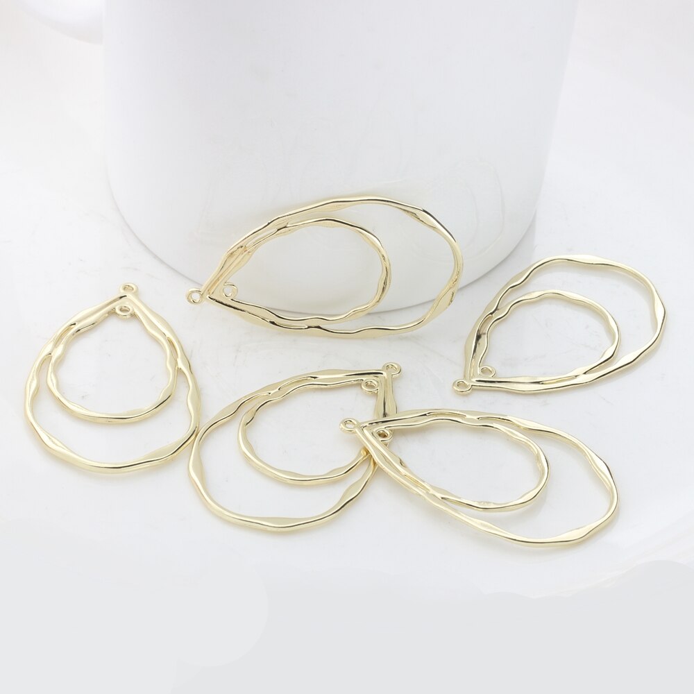 6pcs/lot 48*28mm Zinc Alloy Gold Multideck Hollow Water Charms Linker Connector For DIY Jewelry Earrings Accessories