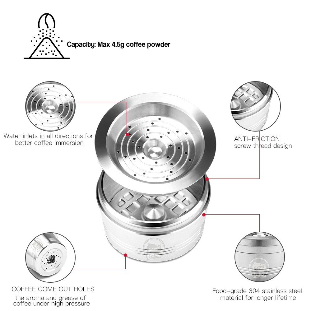 For Tchibo Cafissimo Classic For Caffitaly K-fee Refillable Coffee Capsule Pod Stainless Steel Cafeteira Filters Tamper Spoon
