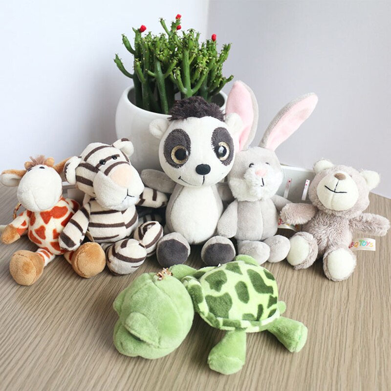 Cute Cartoon Animal Plush Keychain 15Cm Turtle Elephant Tiger Lion Hippo Raccoon Bulldog Bulldog Cat Penguin Monkey Plush Toy