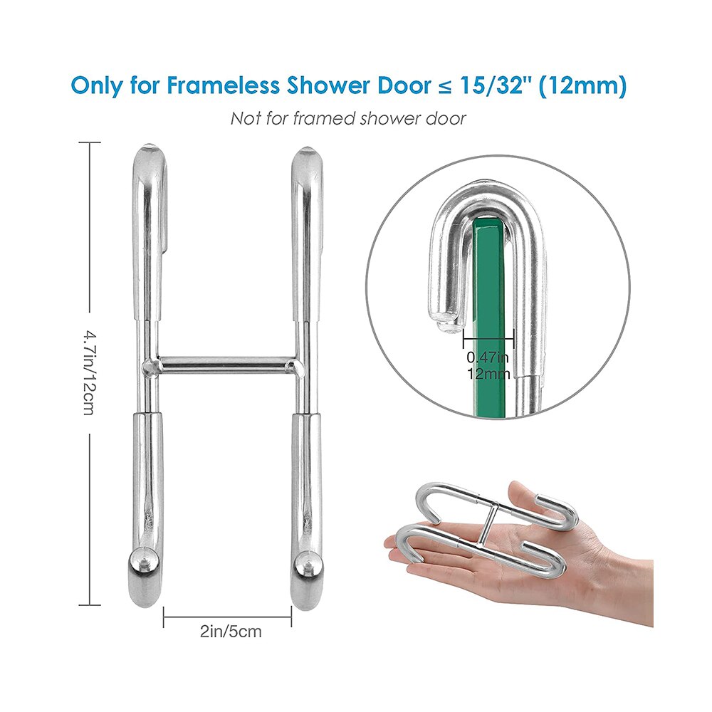 2/4 Pack Over Shower Glass Door Hook, Plated Gold, 304 Stainless Steel Rack Hooks, Bathroom Frameless Drilling-Free Hanger