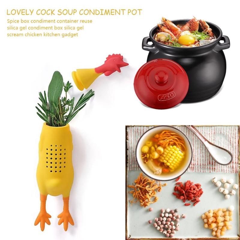 3D Kip Herb Spice Gereedschap Simmering Soep Kruiden Potten Voor Kruiden Doos Kruiden Container Hergebruik Siliconen Kruiden Doos