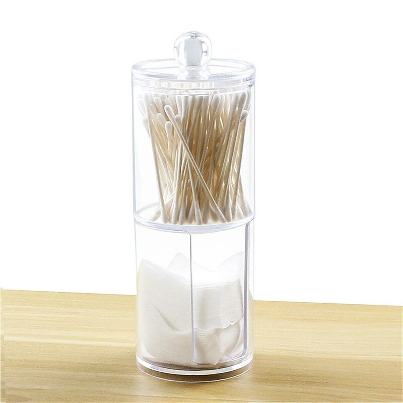 Acrylic Round Qtip Container Cosmetic Makeup Cotton Multifunctional Pad Organizer Jewelry Storage Box Holder and Candy Jars