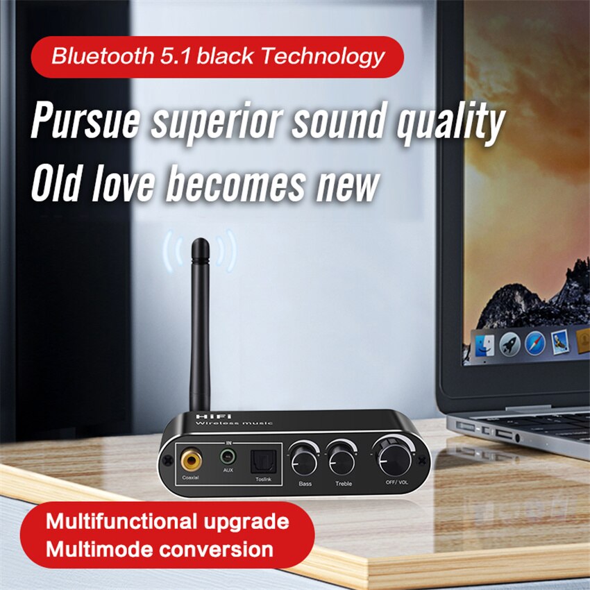 digital til analog lyd dac-konverter adapter digital spdif optisk koaksial  til 3.5mm 3.5 aux jack rca l/r bluetooth 5.0 mottaker