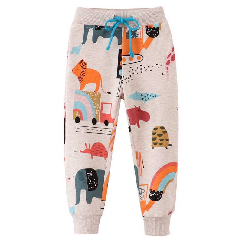 Jumping Meters Cartoon Animals Print Boys Girls Sweatpants For Autumn Spring Children's Clothes Kids Trouser: W7167 aniamls / 7T