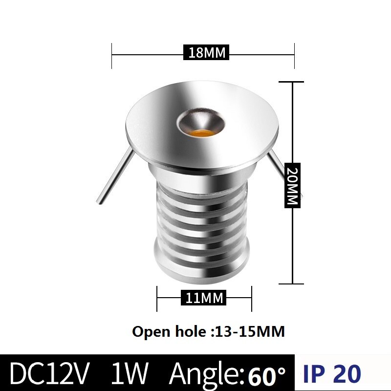 Recessed Led Mini Downlights 1W DC12V Waterproof IP65/20 Under Cabinet Bathroom Kitchen Ceiling Spot Lights Fixtures With Driver