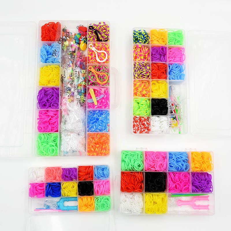 1500 stk farverige gummi vævebånd elastisk diy sæt æske piger vævning armbånd værktøjssæt børn legetøj til børn 7 8 10 år