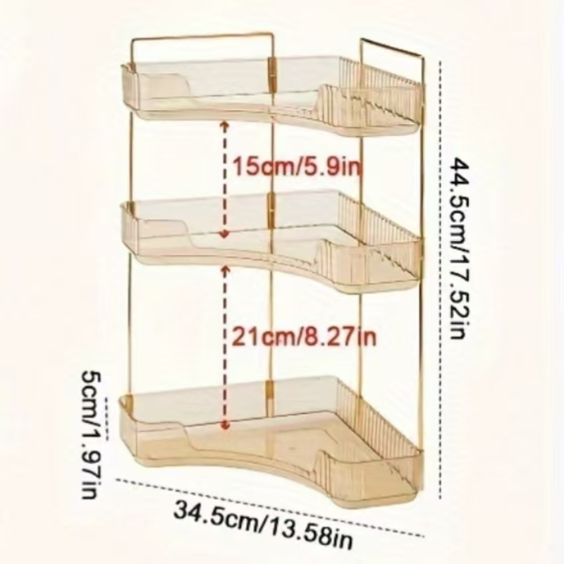 Triangular storage box rack, light luxury corner cosmetics rack, transparent bathroom jewelry rack.: DARK GRAY