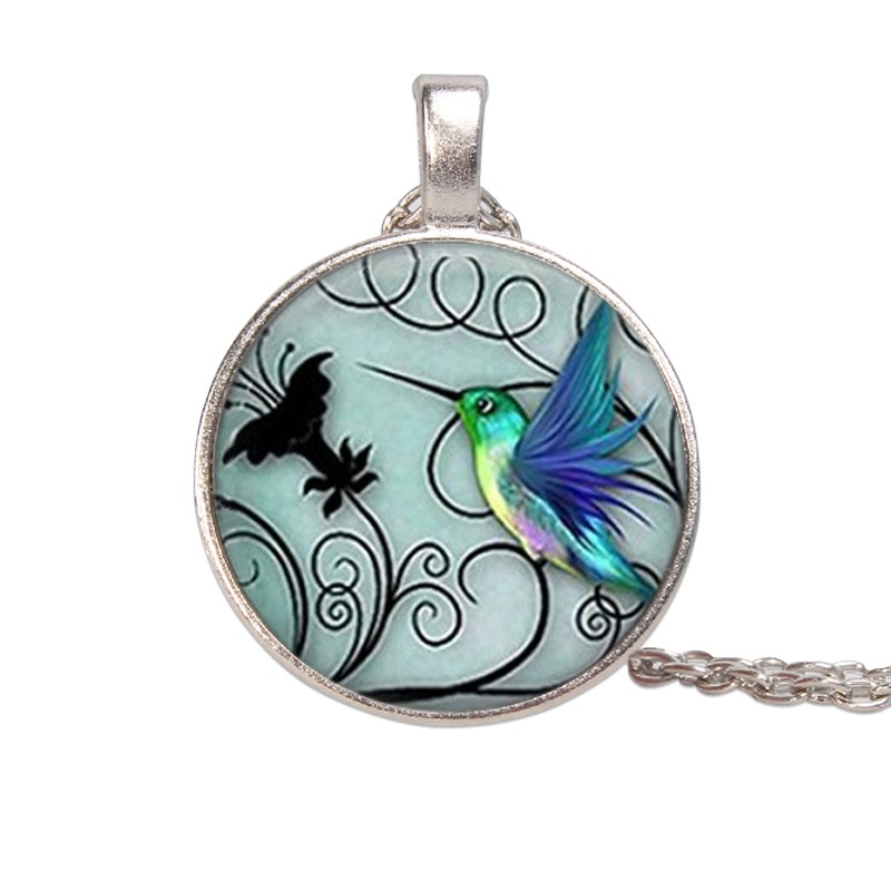 Hummingbird Cabochon Glas Hanger Ketting Armband Oorbellen Sieraden Set Totaal 4 Stuks Voor Vrouwen Mode Trui Keten