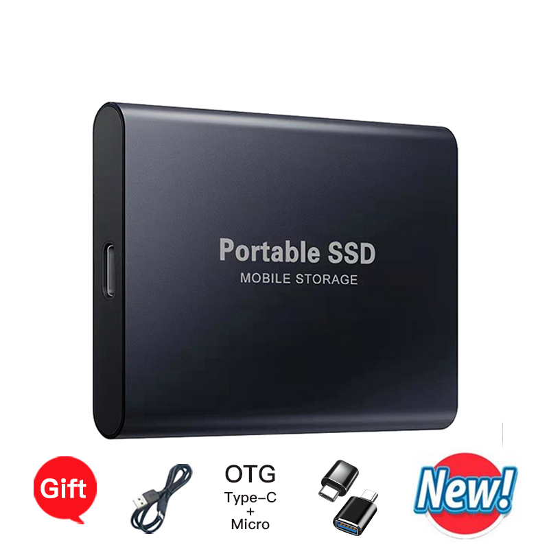 Bærbar ssd 1tb 2tb 4tb 16tb ekstern harddisk høj originalt drev til pc bærbare computere mac telefoner hurtig hastighed holdbar: Sort / Bundt 6