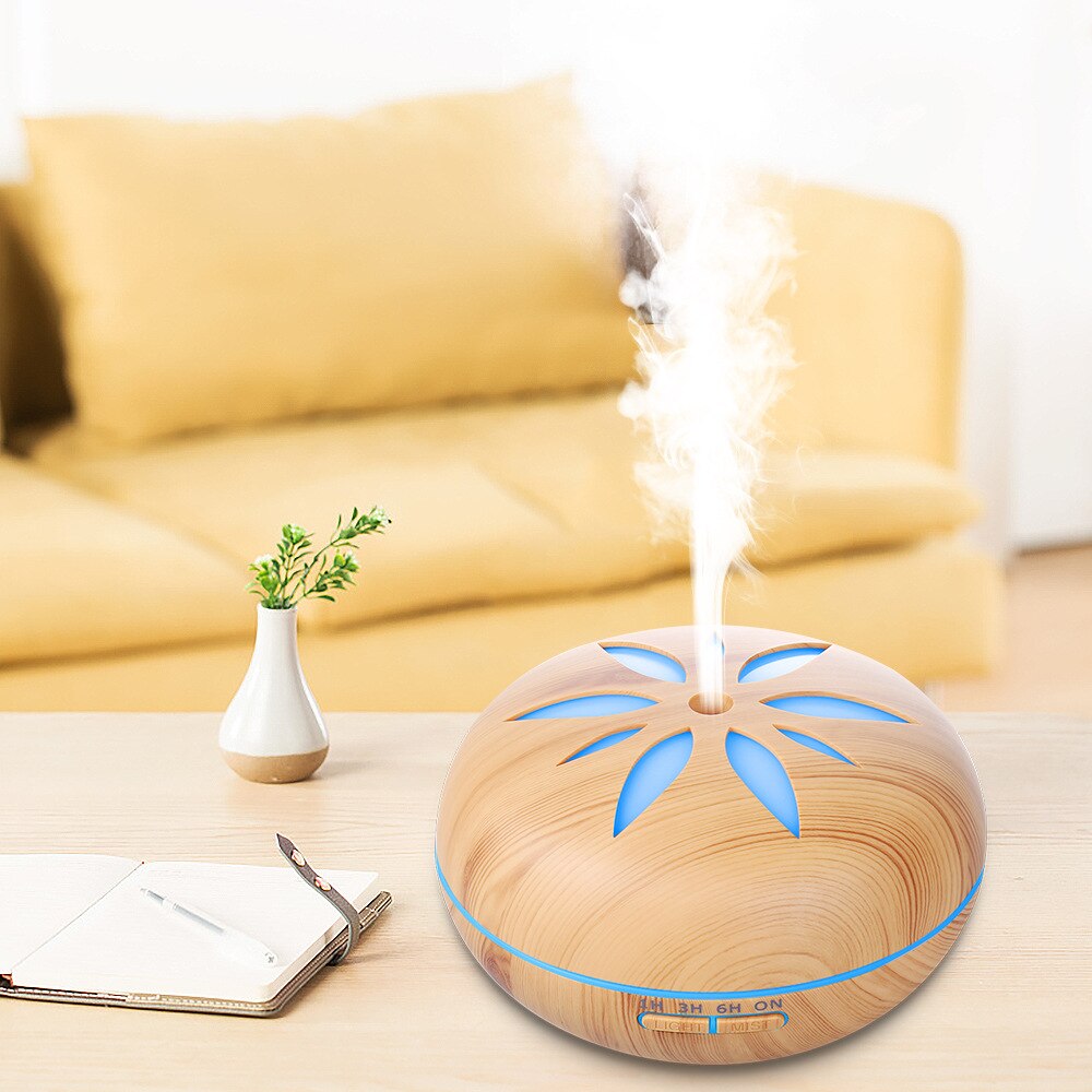 Essentiële Olie Diffuser Ultrasone Luchtbevochtiger Met Afstandsbediening Hout Aromatherapie Diffuser Led Licht Voor Thuis Umidificador