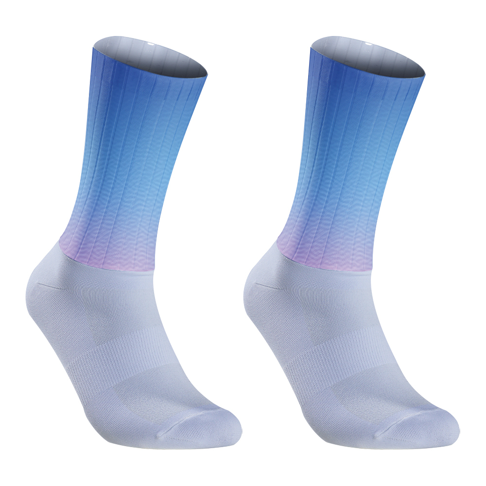 Summer Anti Slip Silicone Seamless Aero Socks Men Women Road Bike Breathable Cycling Socks: Gold