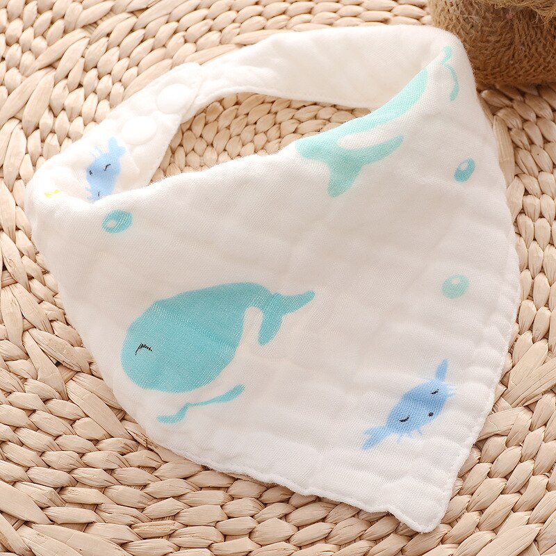 8-Layer Mousseline Slabbers 100% Natuurlijke Katoen Zachte Baberos Bebe Animal Bandana Zuigeling Kiel Burp Doek Voeden Speeksel handdoek: whale
