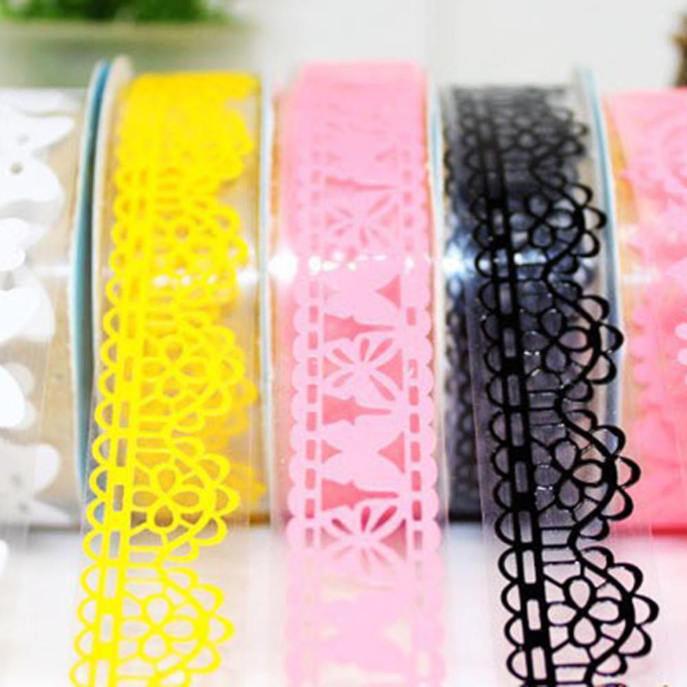 Lace Flower Masking Tape Paper Ribbon Lace Roll Scrapbooking Self Adhesive Sticker DIY Album Decorative