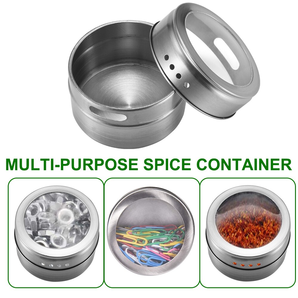 Magnetische Kruidkruik Set Met Sticker Rvs Spice Blikken Spice Opslag Container Pot Keuken Kruiderij Houder Keuken Tool