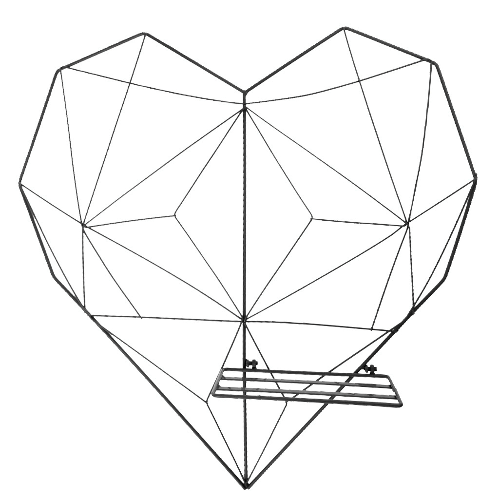 Love Heart Metal Mesh Grid Panel Decor Room DIY Photo Wall Art Display: Black