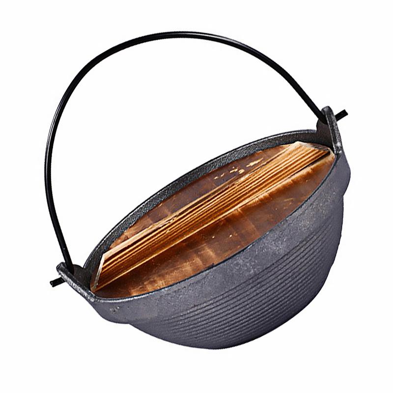 Sukiyaki – ensemble de marmite à soupe en fer, fil de fonte de Style japonais, casserole chaude robuste et antiadhésive avec couvercle en bois