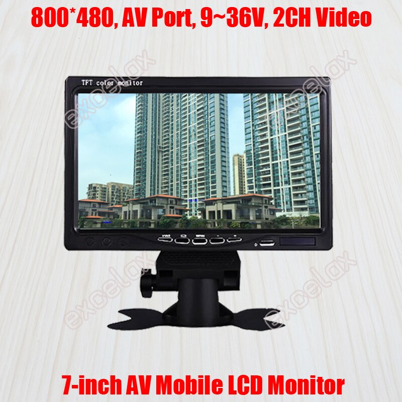 7- tommer 800 x 480 av port 2ch video analog mobil skærm 7 " lcd skærm køretøj lastbil bil baglæns cctv overvågning