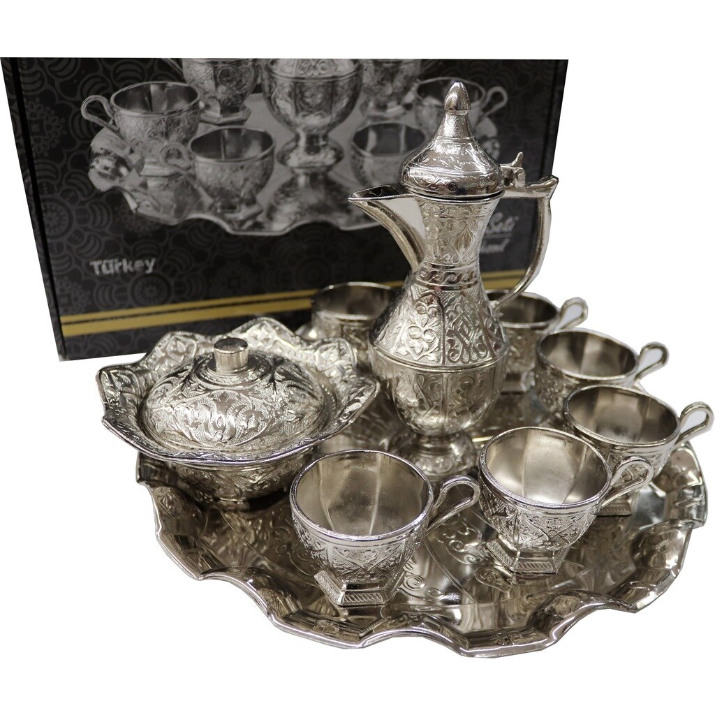 ZAMZAM KIT 6 CUP + PITCHER + TRAY Turkey Casting Material İbrik cup zamzam Religious cups motif custom